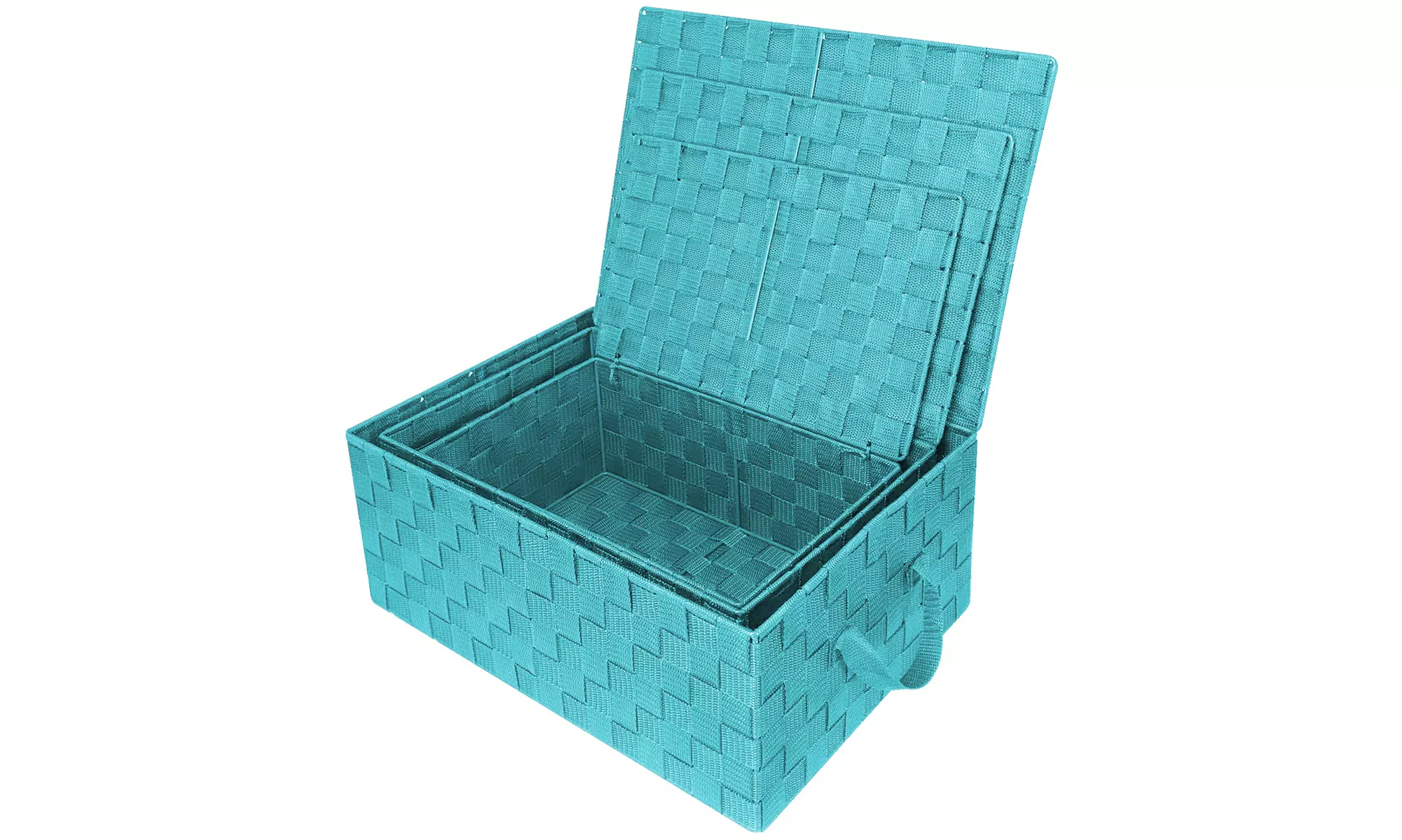 3-Pack Storage Box w/ Lid for Closet & Shelves - Woven Fabric Basket Organizer
