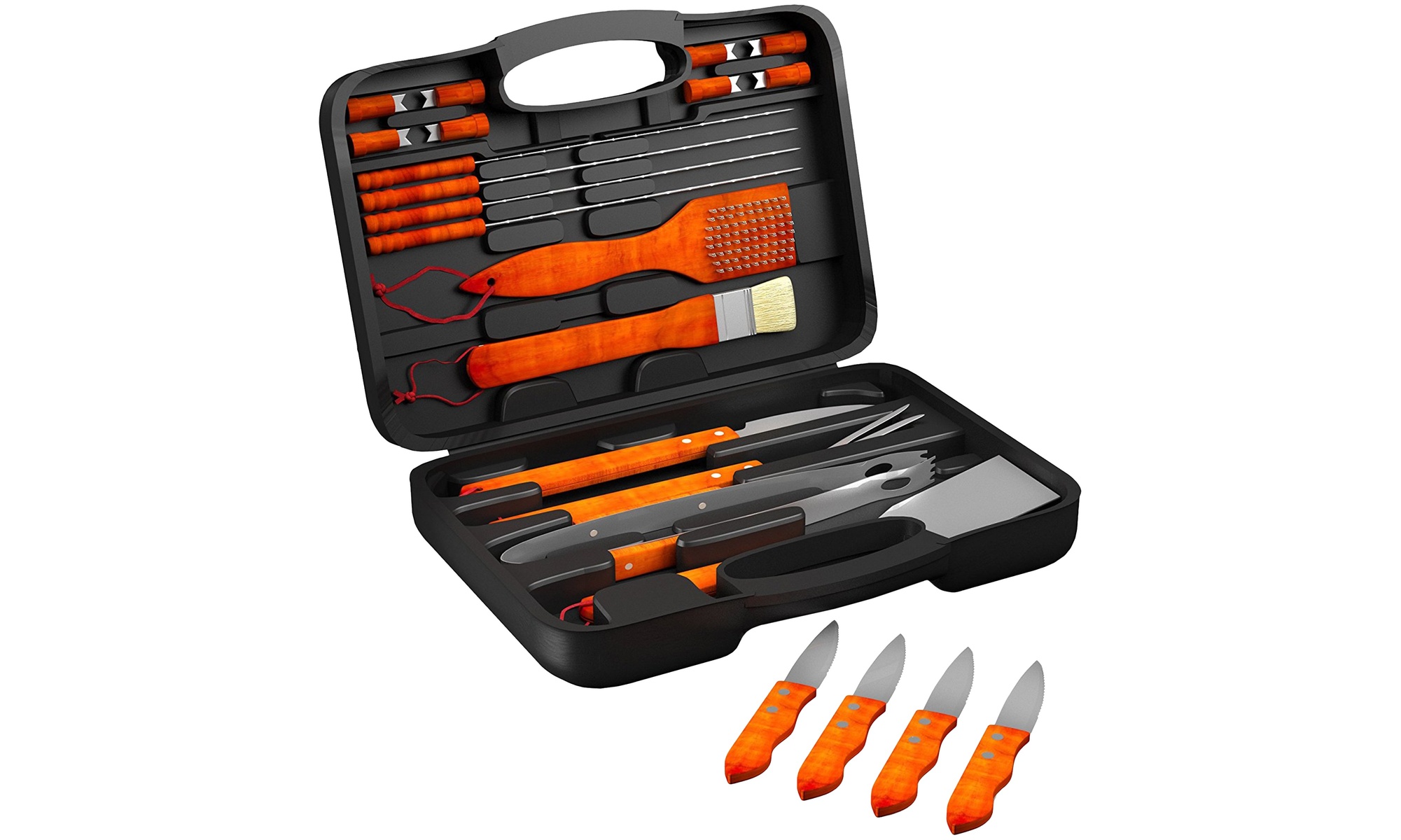 Home-Complete Stainless Steel BBQ Grill Tool Set with Case