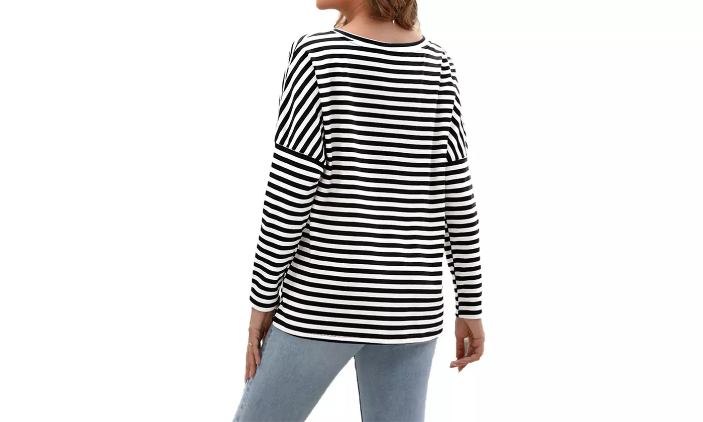 Bohuma Women's Striped Everyday Tshirt Tunic Top