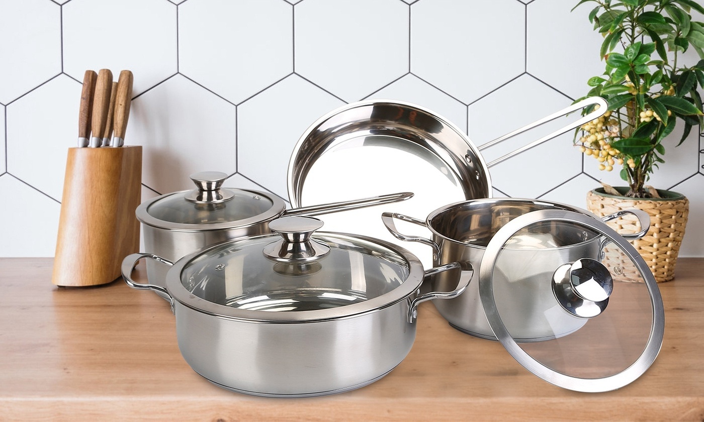NewHome Stainless Steel Cookware Set Induction-Ready Pots & Pans Set (7-Piece)