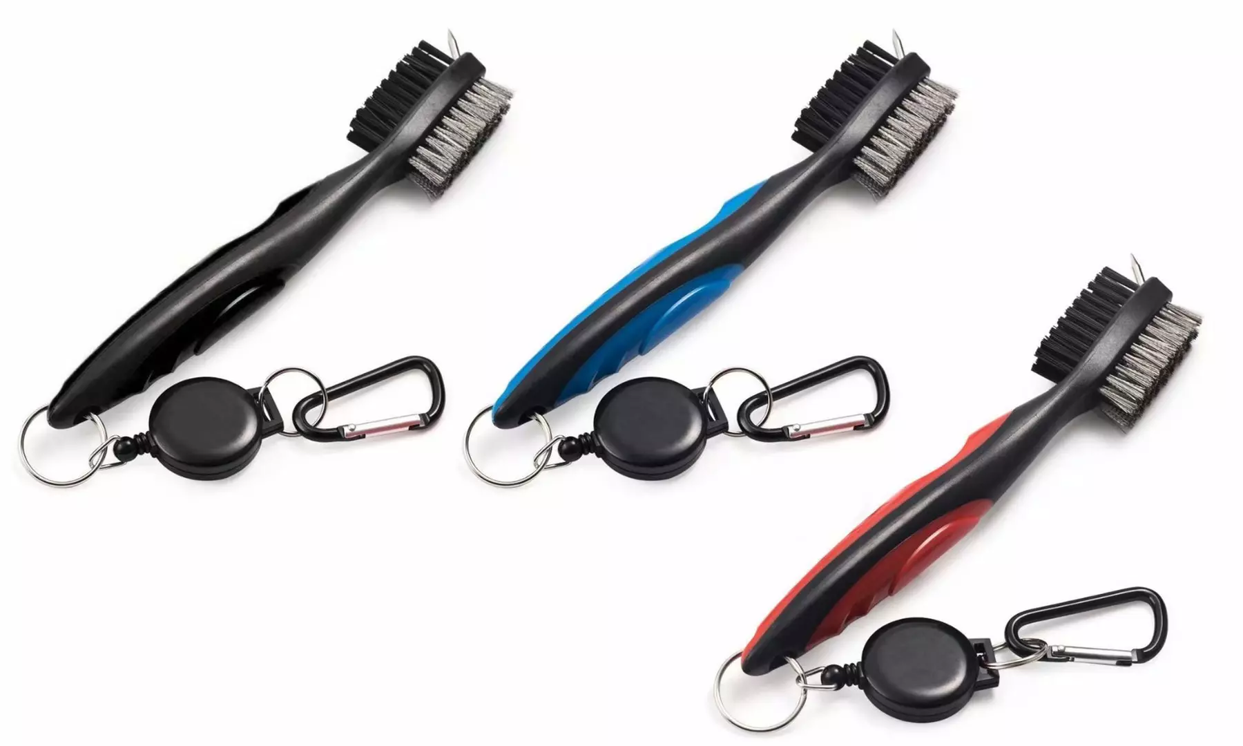 Golf Club Brush Groove Cleaner with Retractable Zip-line Aluminum Carabiner - Primary Image