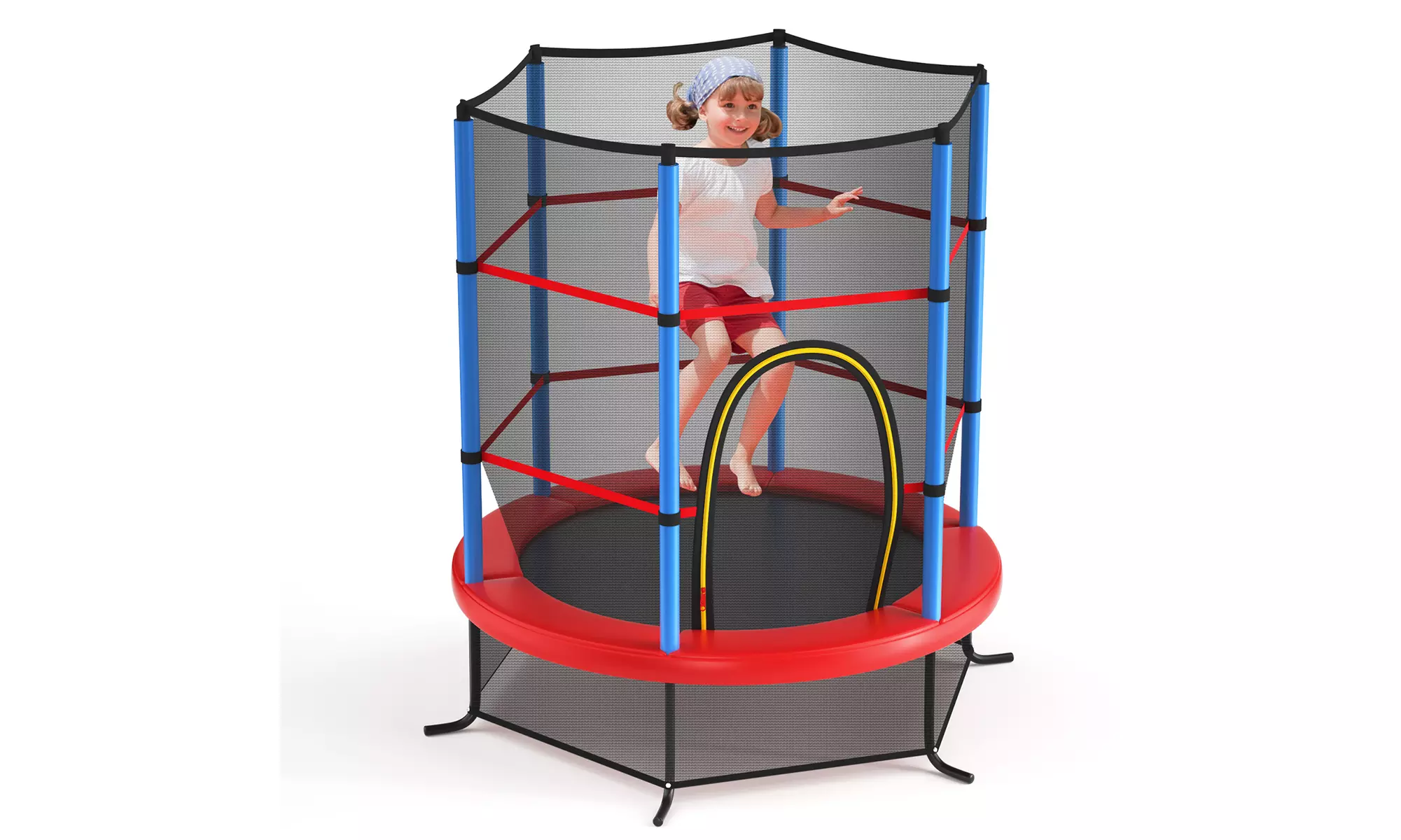 Youth Jumping Round Trampoline 55'' Exercise W/ Safety Pad Enclosure Combo Kids