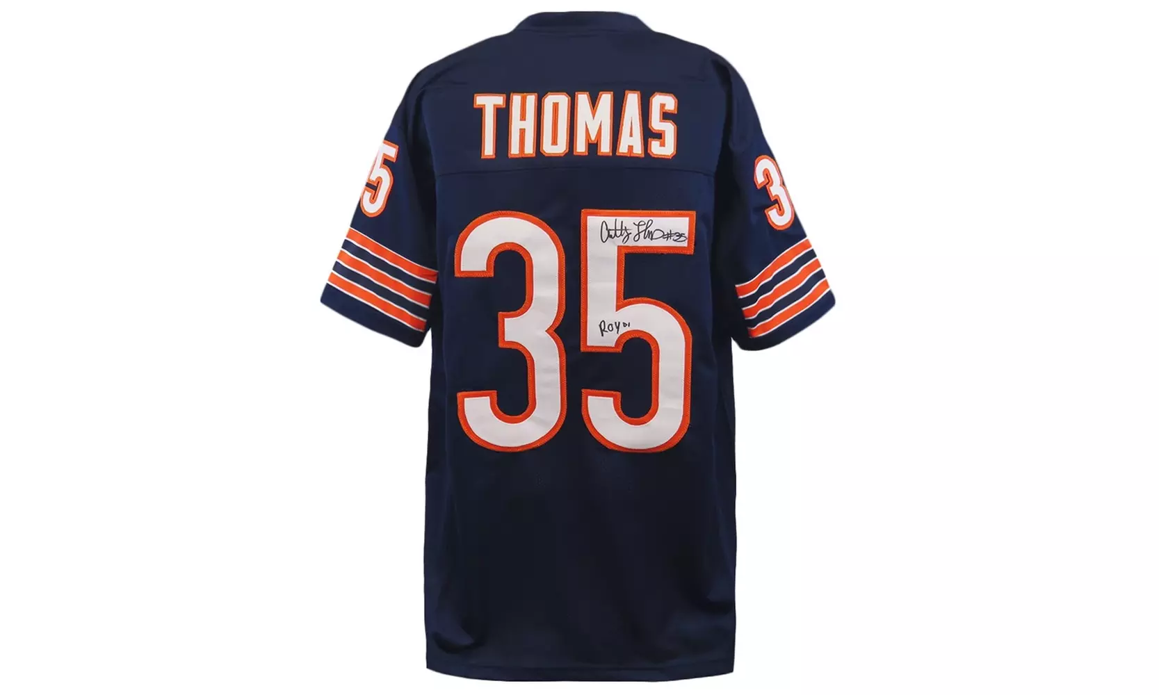 Anthony Thomas Signed Navy Custom Football Jersey w/ROY'01 - Primary Image