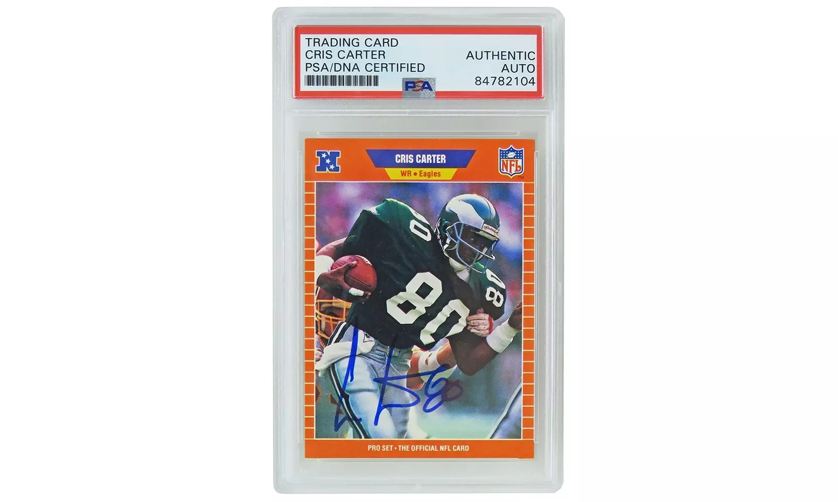 Cris Carter Signed Eagles 1989 Pro Set Football RC Card #314 (PSA/DNA) - Primary Image