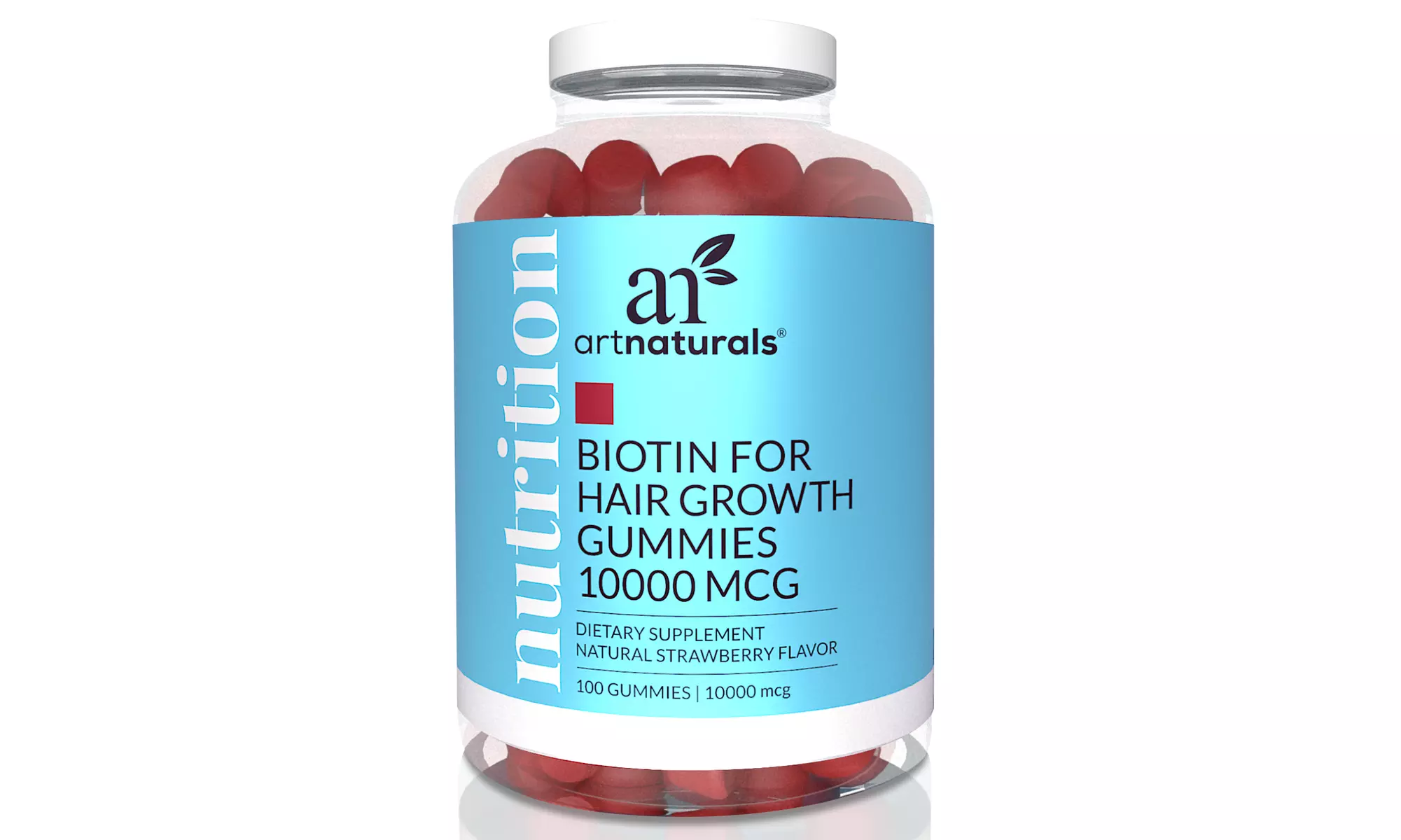 ArtNaturals Strawberry Biotin Gummies for Hair Growth - Supports Nails and Skin  - Primary Image