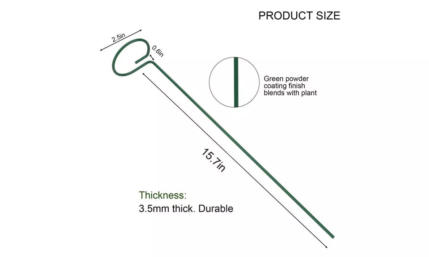 6 Pack Plant Stakes for Flowers Metal Single Stem Plant Support Rings 16 inch