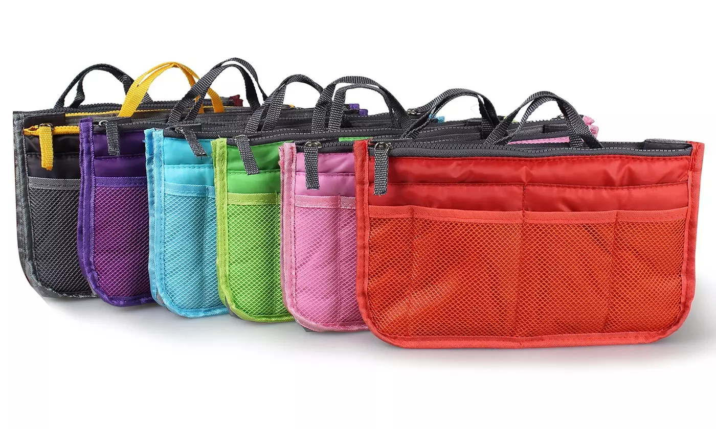 iMounTEK Large Travel Tote Handbag Insert Bag Purse Liner w/ Zippers
