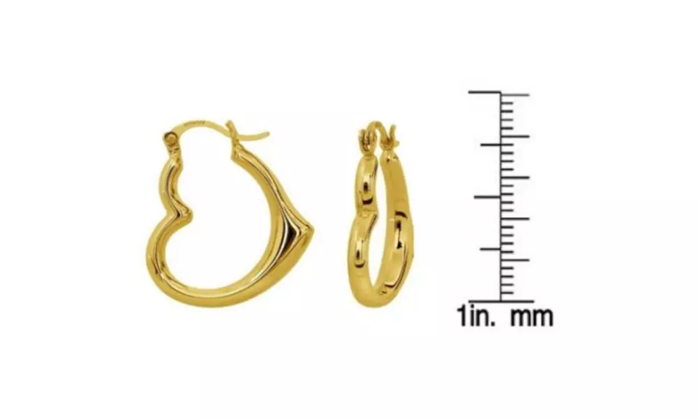 14kt Yellow Gold Heart-Shaped Hoop Earrings - Second Medium