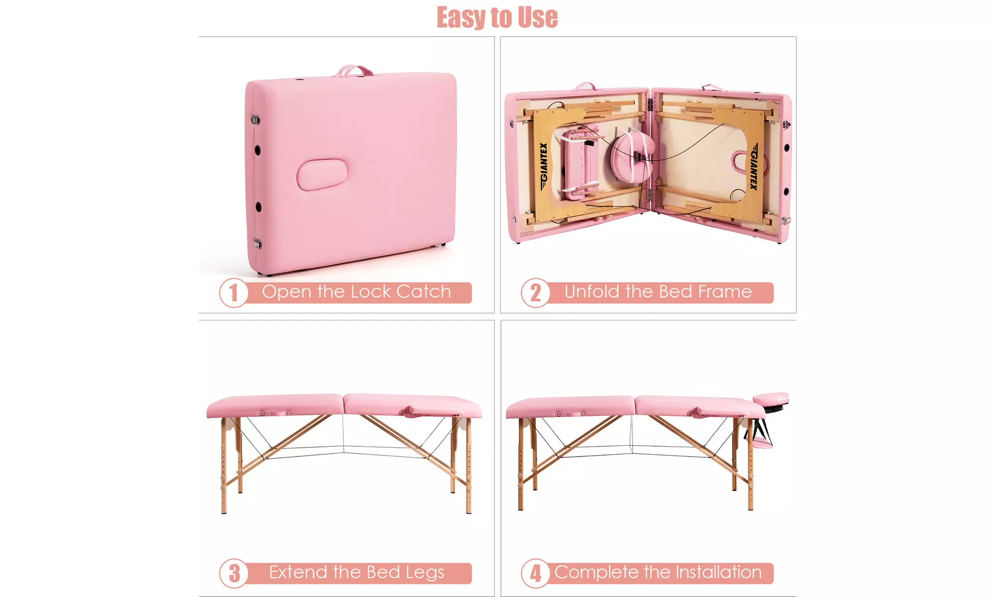 84" Portable Massage Table Adjustable Spa Bed with Carry Case