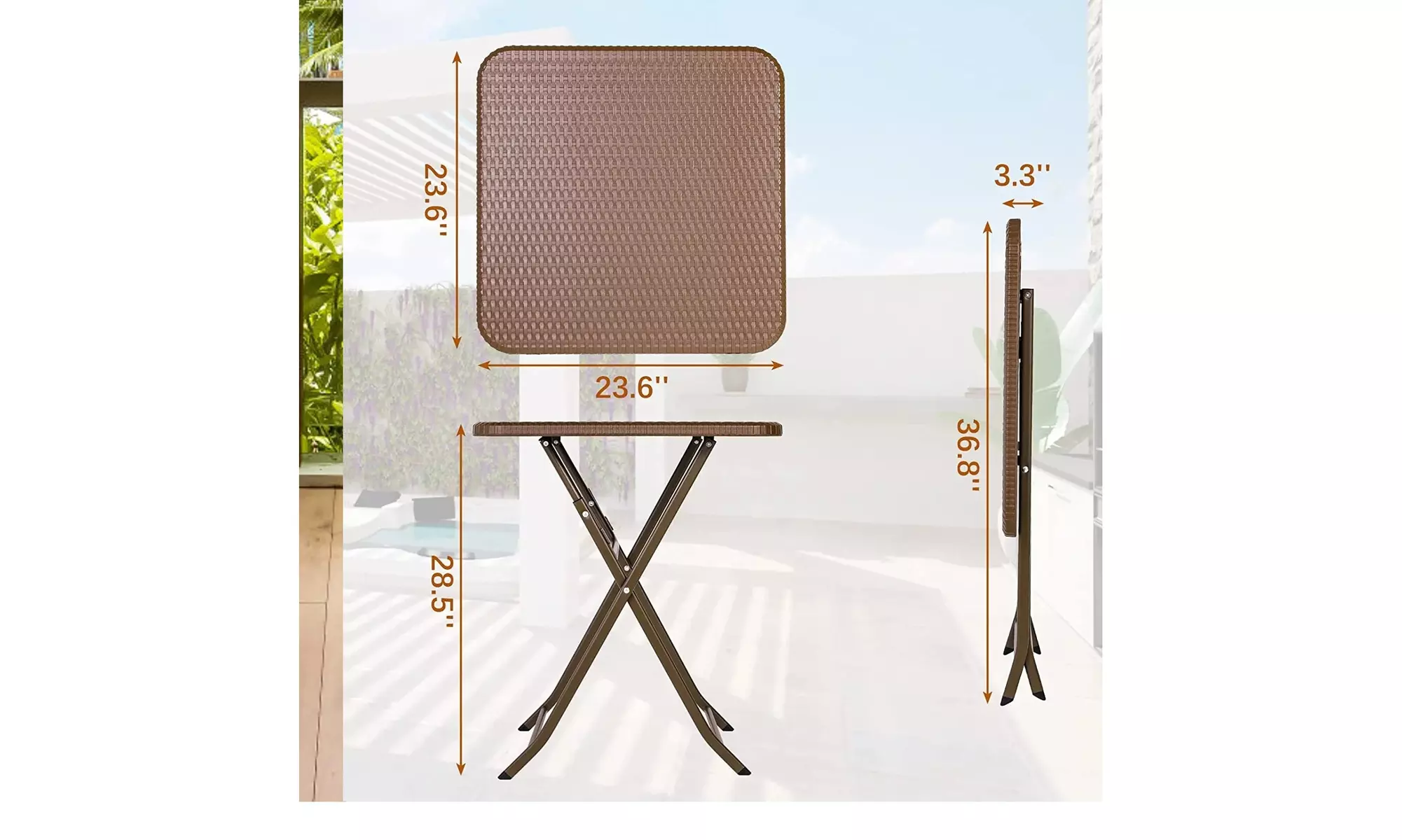 23.6 In. Patio Table, Small Plastic Folding Patio Table - Second Medium