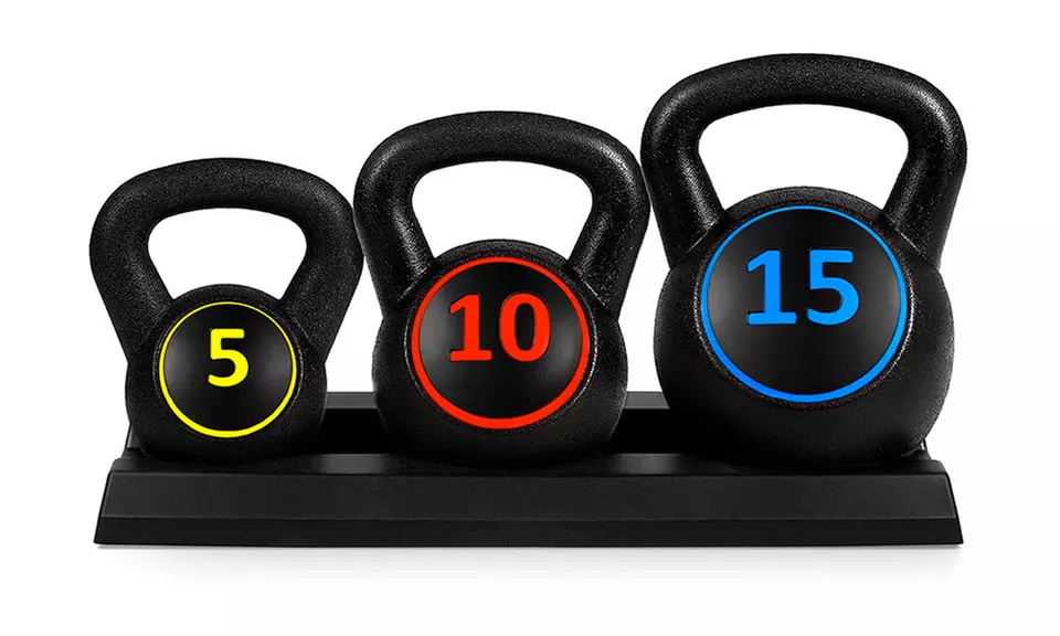 3-Piece Kettlebell Set with Storage Rack - Second Medium