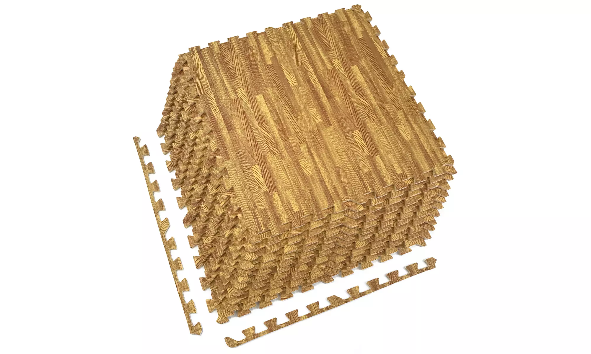 Sorbus Wood Grain Foam Interlocking Floor Mats 3/8" Thick - 12 Tiles - 48 SQ FT