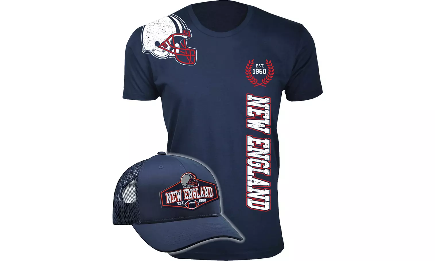 Men's 2-Pack Home Team Football T-Shirts with Team Cap (M-3XL)
