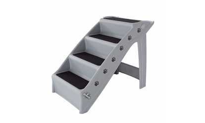 Folding Plastic Pet Stairs Durable Indoor or Outdoor 4 Step Design With Built 