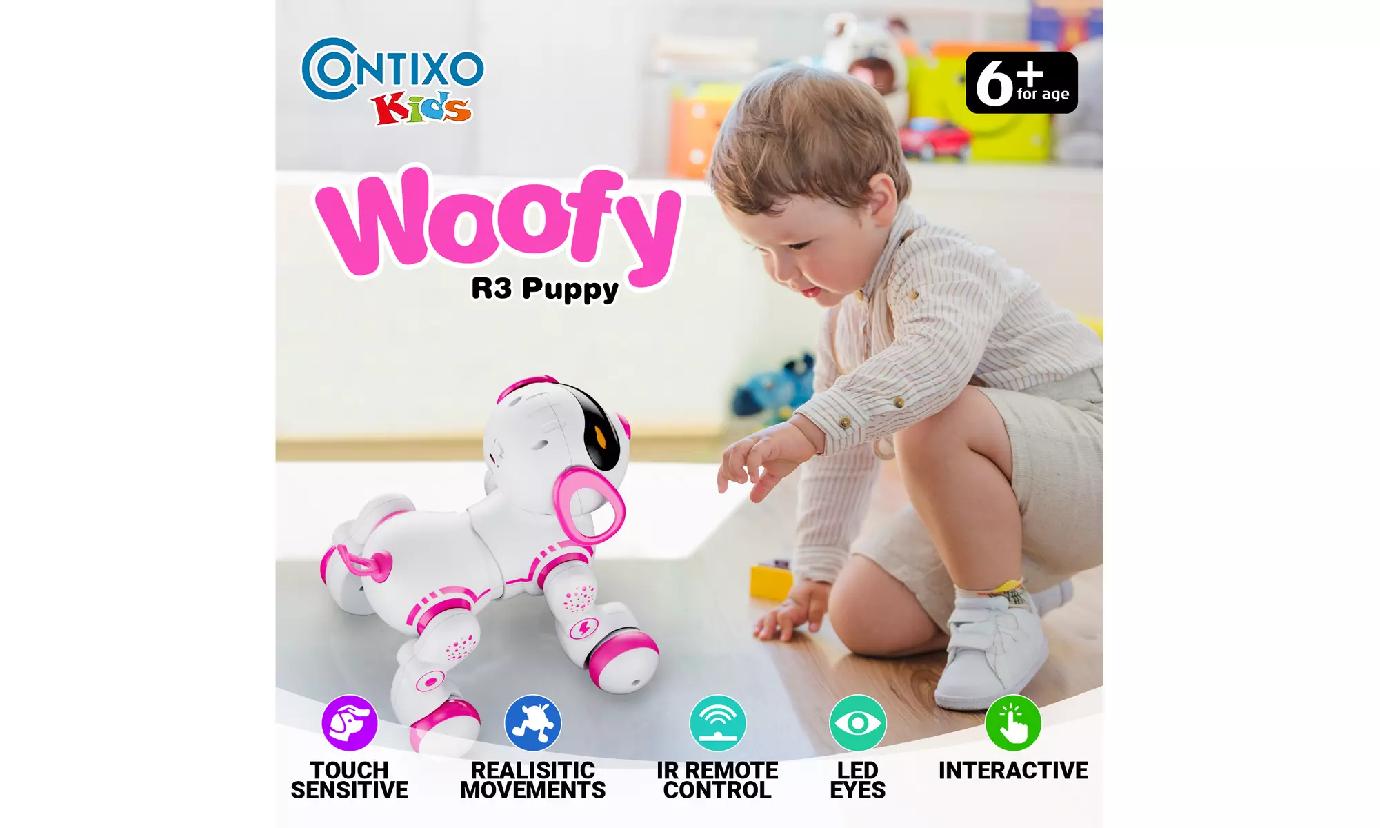 Contixo R3 Robot Dog, Walking Pet Robot Toy, App Controlled Robots for Kids