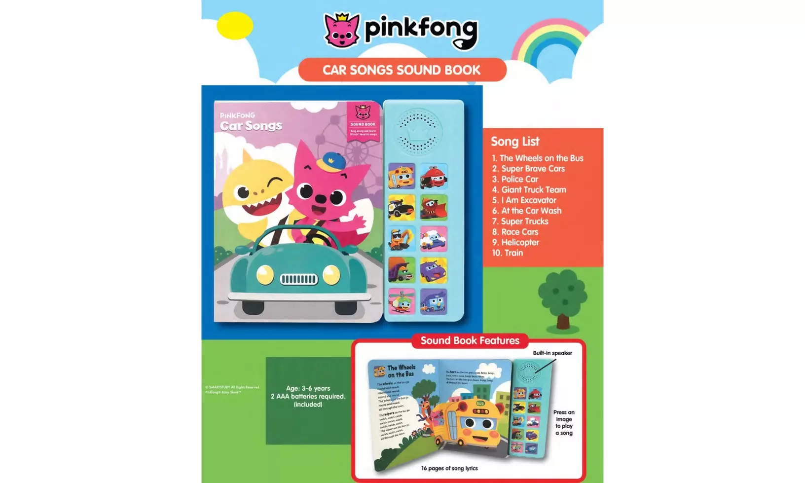 Baby Shark Pinkfong Children's Car Songs Sound Book - Second Medium