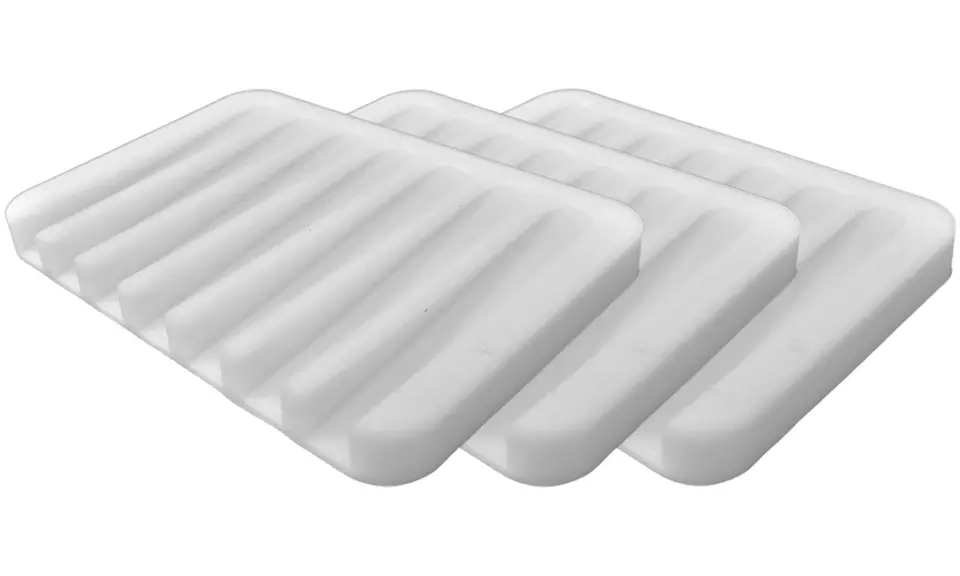 Evelots 3 Silicone Soap Dish Holders Waterfall Soap Saver Trays - Primary Image