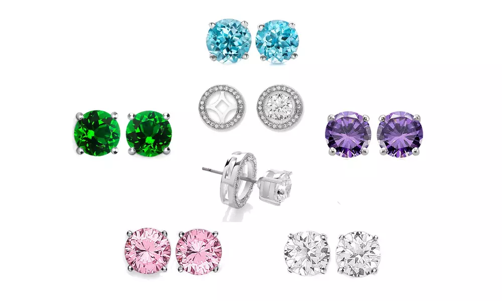 Set of 5 Interchangeable Halo Earrings Made With Crystals From Swarovski - Primary Image