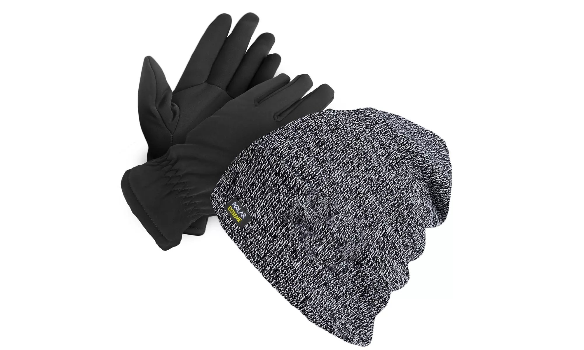 Men's Winter Hat & Gloves Set Warm Fleece Lined Thick Beanie And Fur Gloves - Primary Image