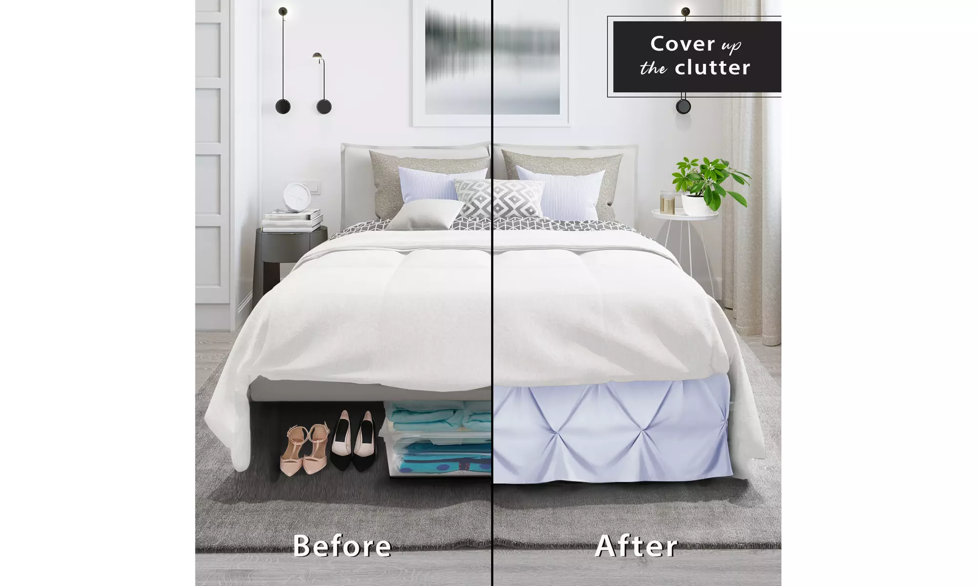 Nestl Pinch Pleat Bed Skirt - 14 inch Tailored Drop Pintuck Dust Ruffle