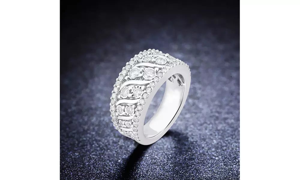 1 CTTW Diamond Miracle Plate Wedding Band in Sterling Silver by DiamondMuse - Primary Image