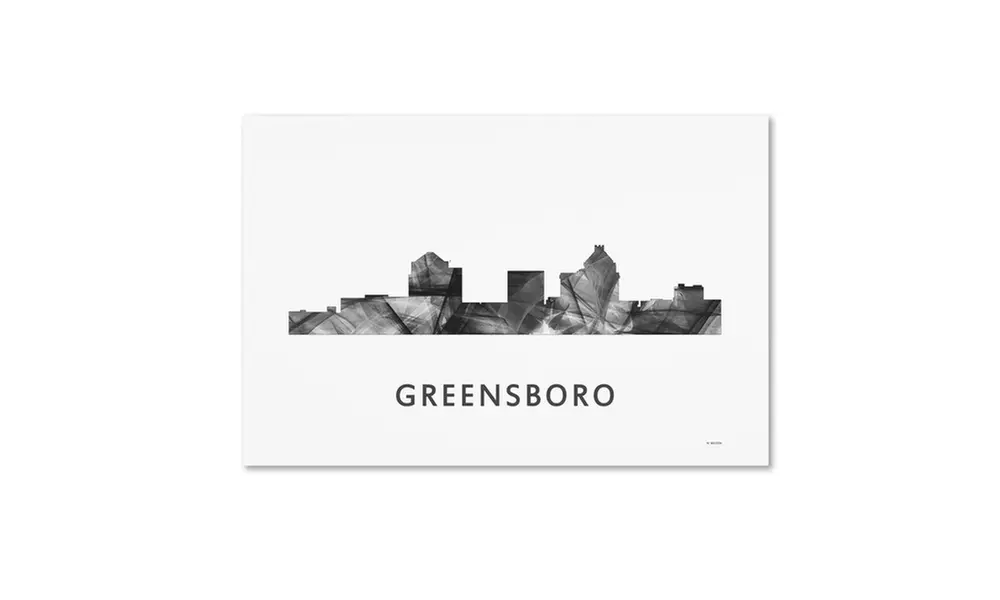 Marlene Watson 'Greensboro NC Skyline WB-BW' Canvas Art - Second Medium