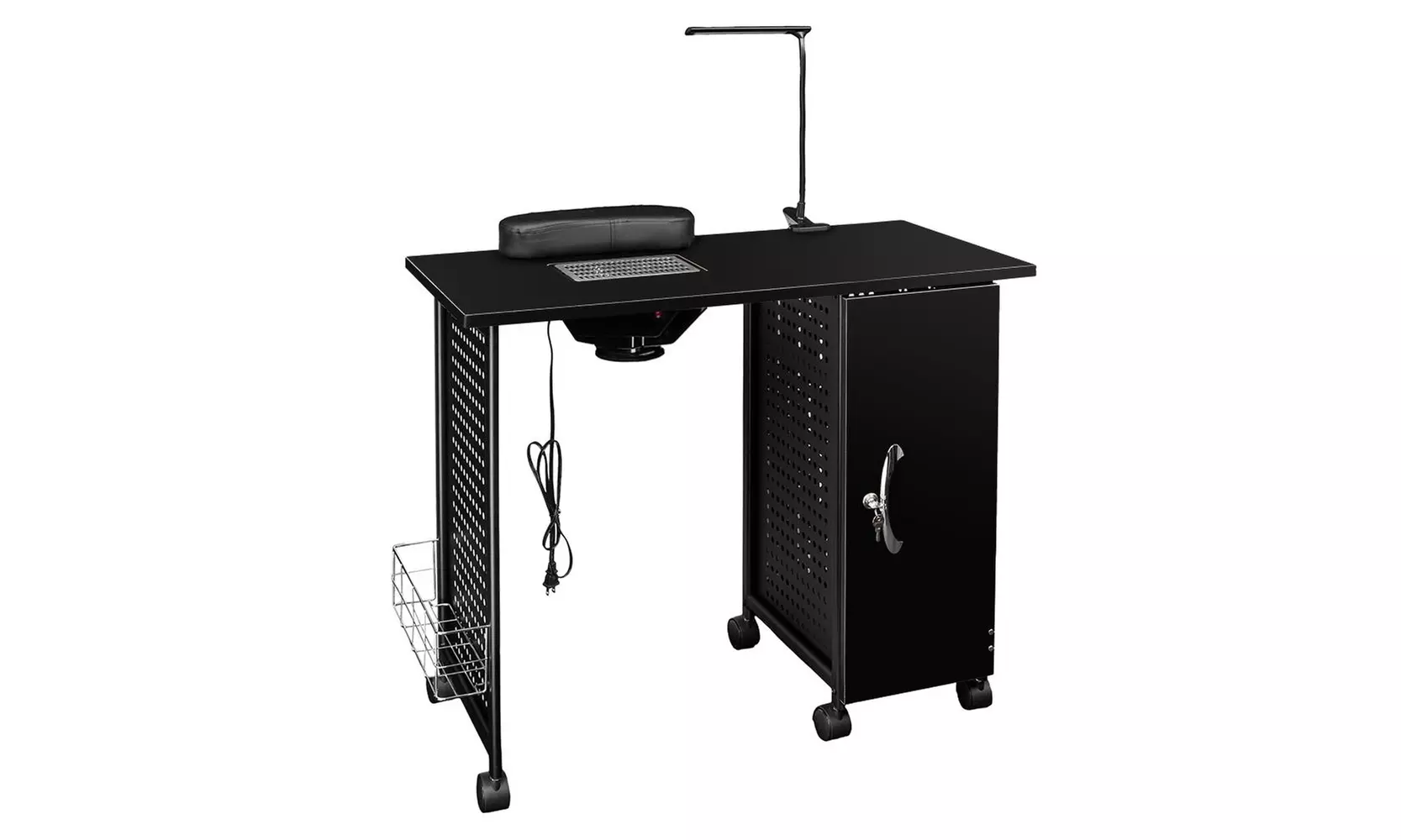Pro Salon Manicure Metal Table Nail Desk Lockable With LED Light Dust Collecter - Primary Image