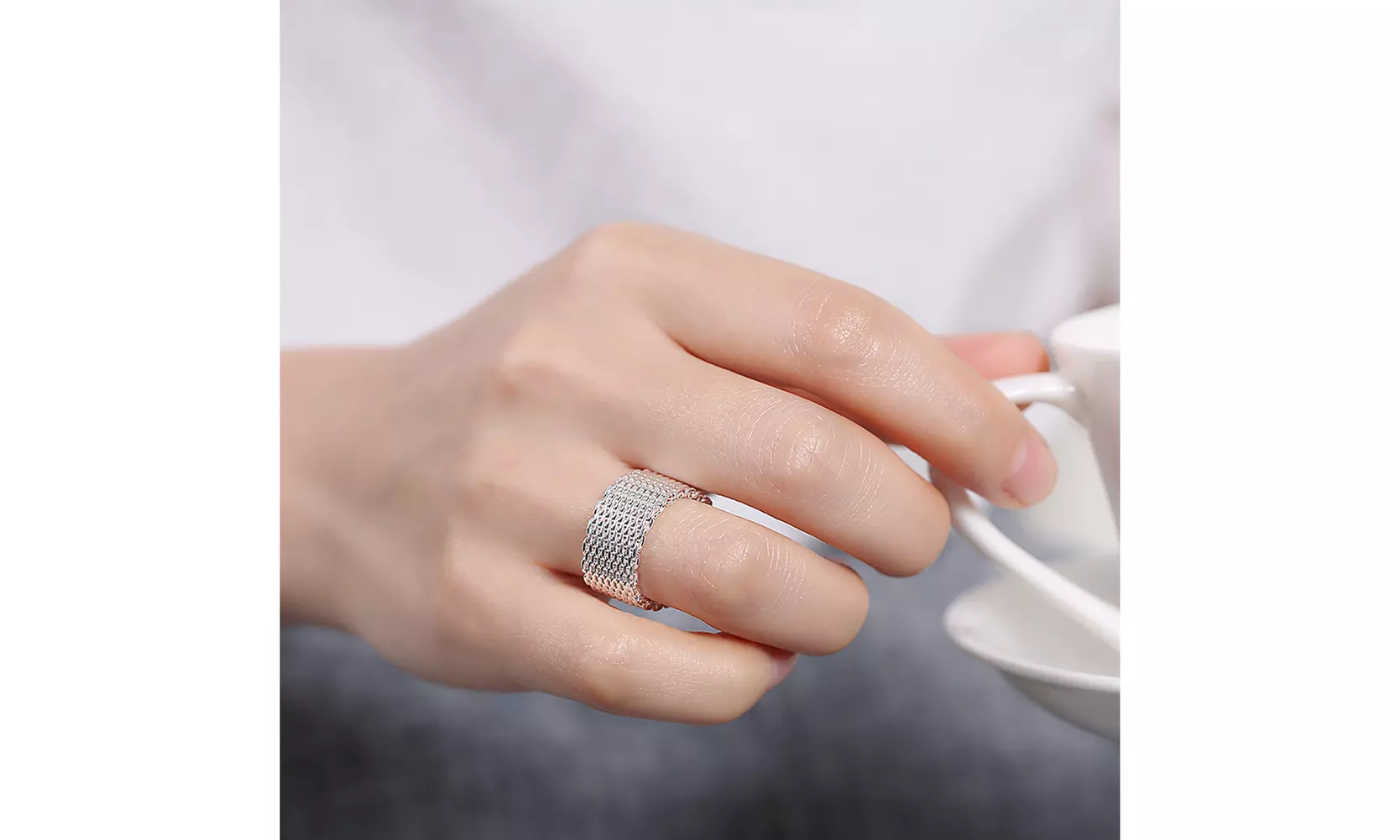 925 Sterling Silver Woven Mesh Ring
