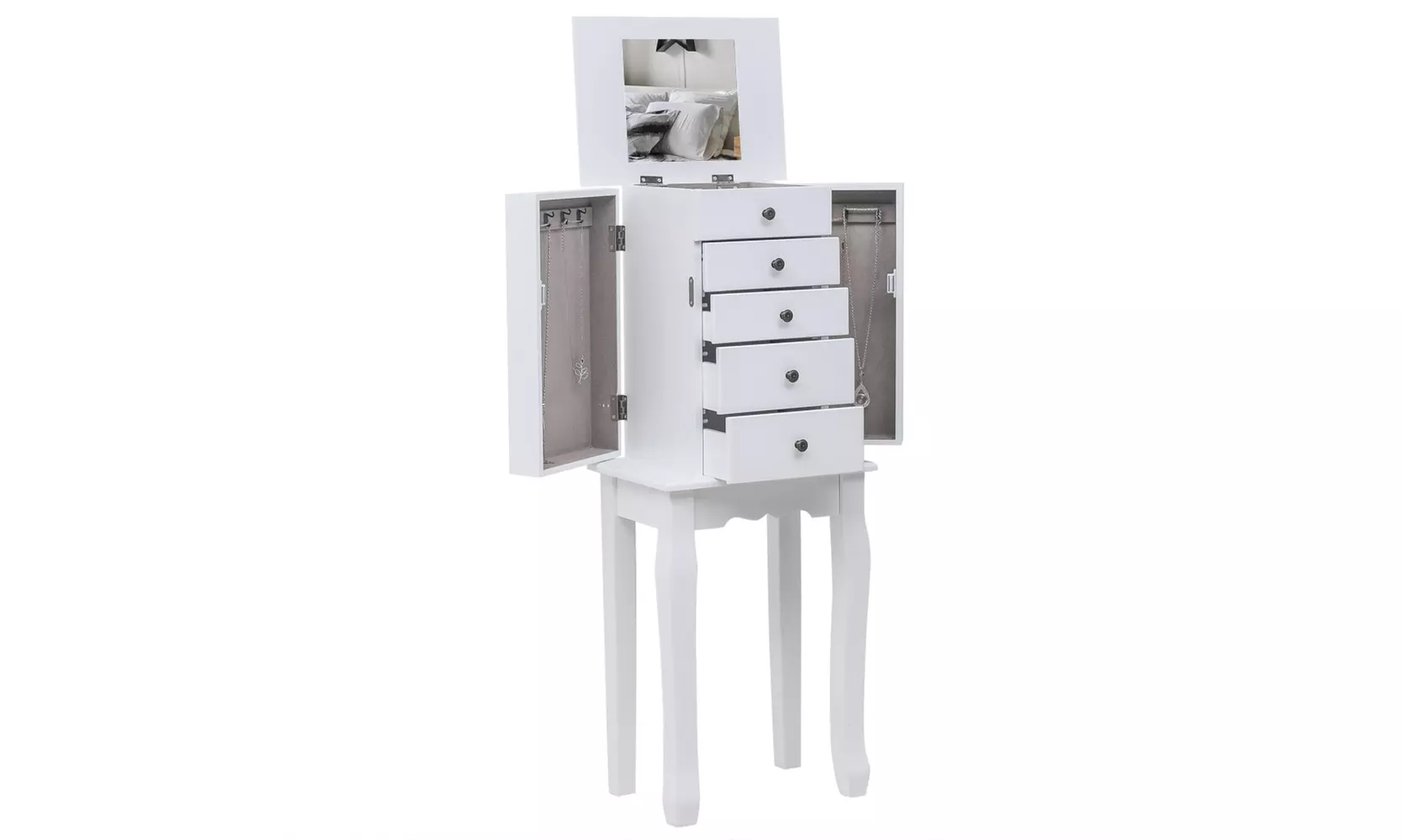 5 Drawers Jewelry Armoire Jewelry Cabinet with Mirror 2Colors - Primary Image