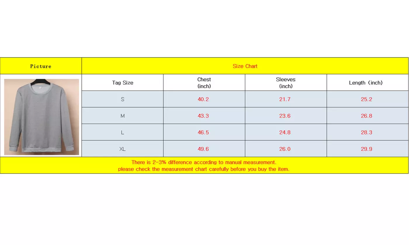 Men's Long Sleeves Crew Neck Fleece Lined Pullover Sweatshirt 