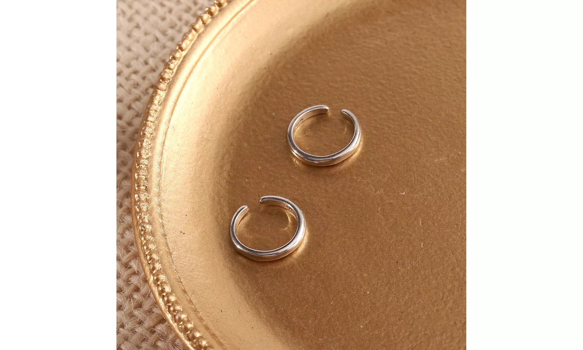 14k Gold and Sterling Silver Cuff Earrings