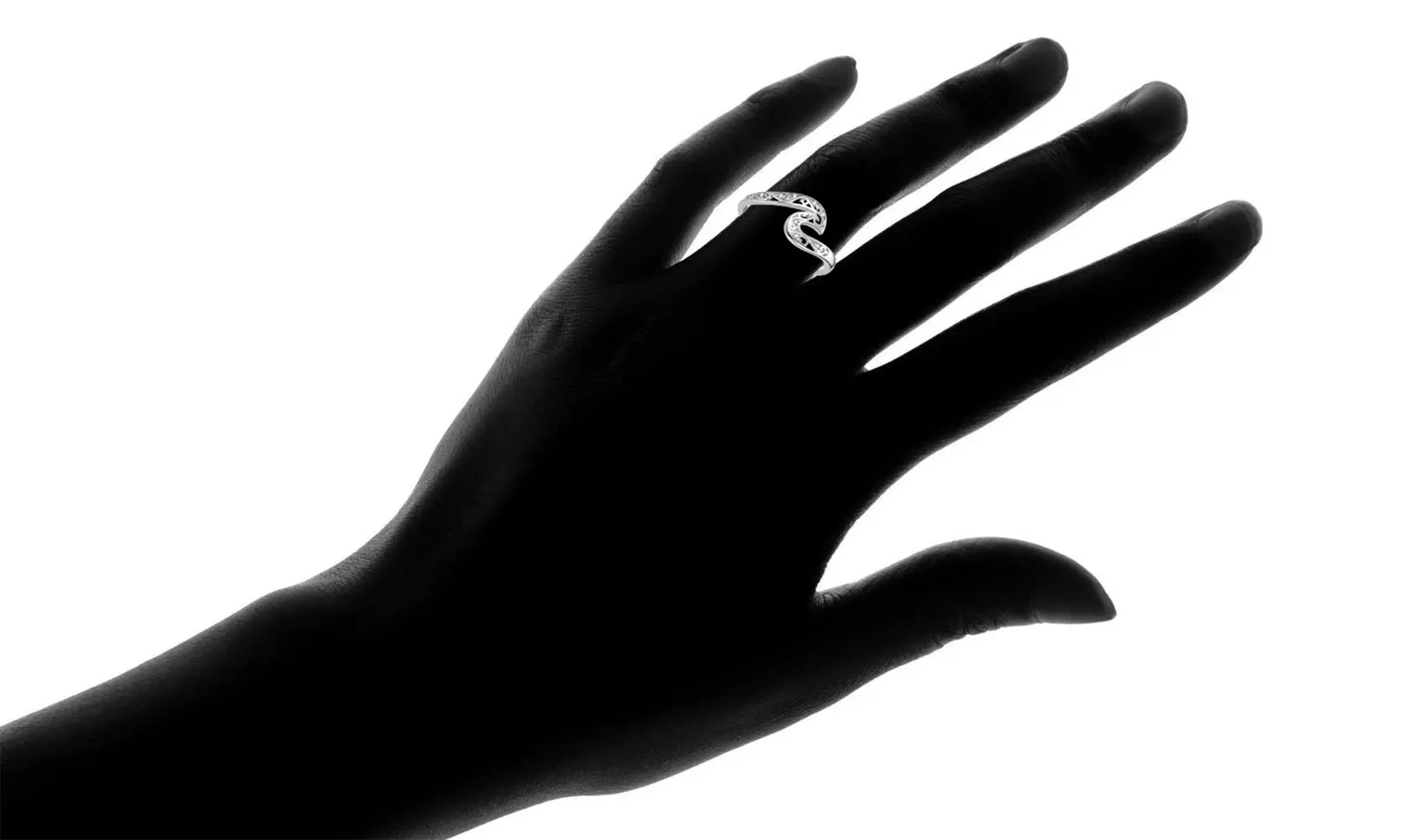 Sterling Silver Tidal Wave Ring with crystals from Swarovski