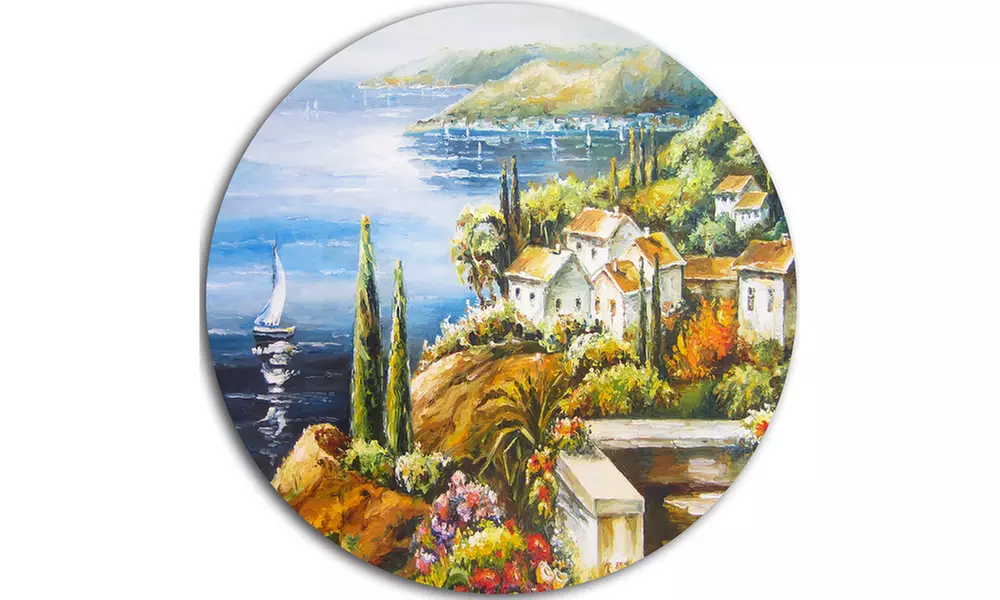 Sailing Boat Remote View' Disc Seascape Circle Metal Wall Art - Second Medium