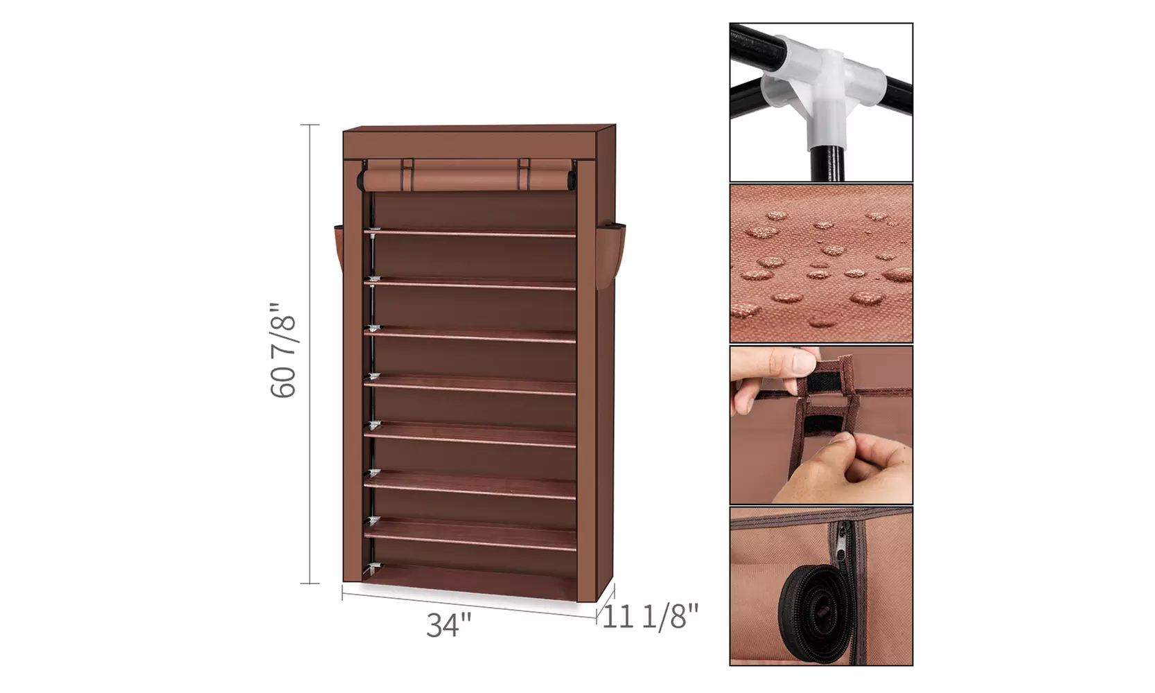 10 Tiers Shoe Rack with Dustproof Cover Closet Shoe Storage Cabinet Organizer  - Second Medium