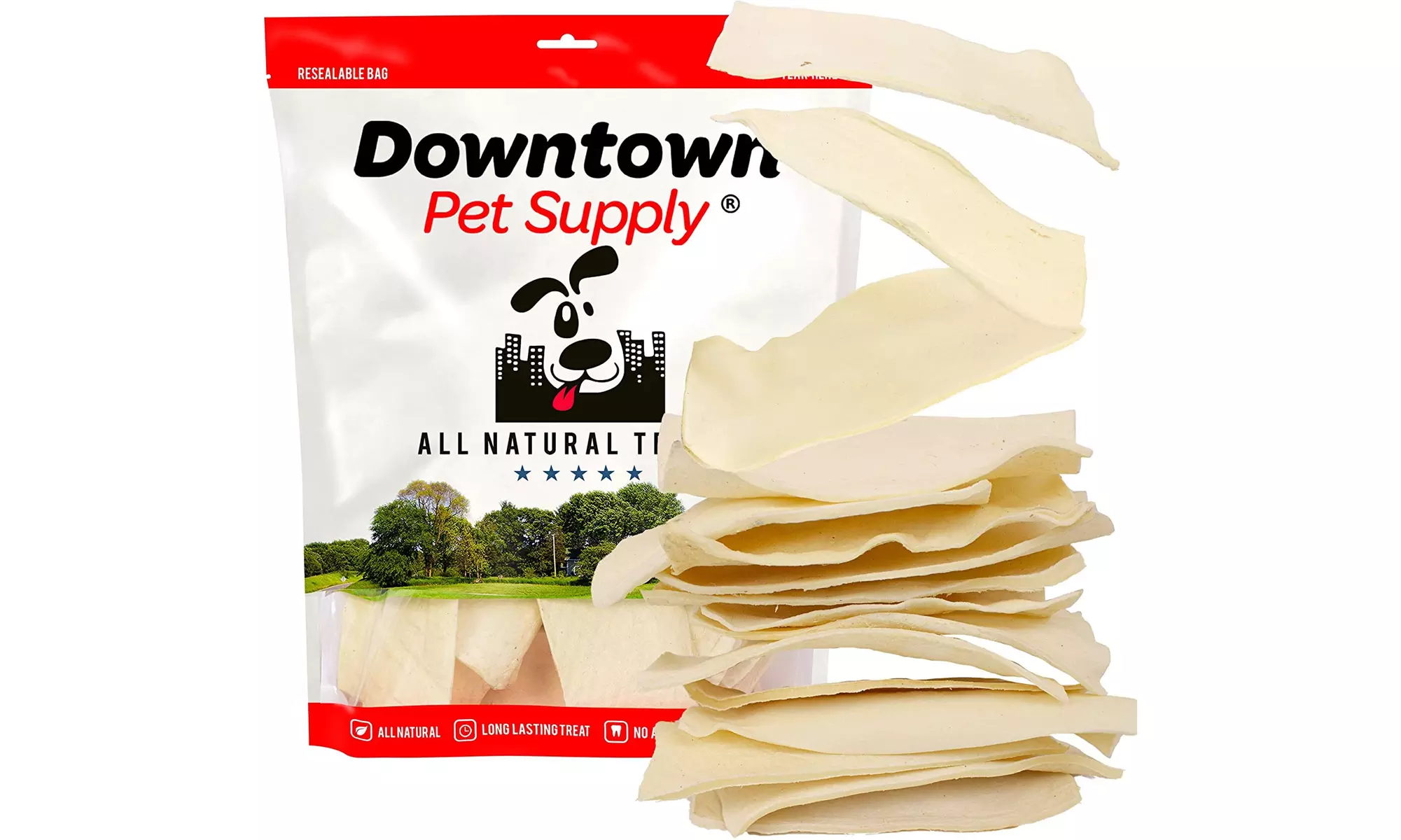 Downtown Pet Supply Natural Rawhide Chew Treats, Thick, BBQ Beef Rawhide Chips - Primary Image