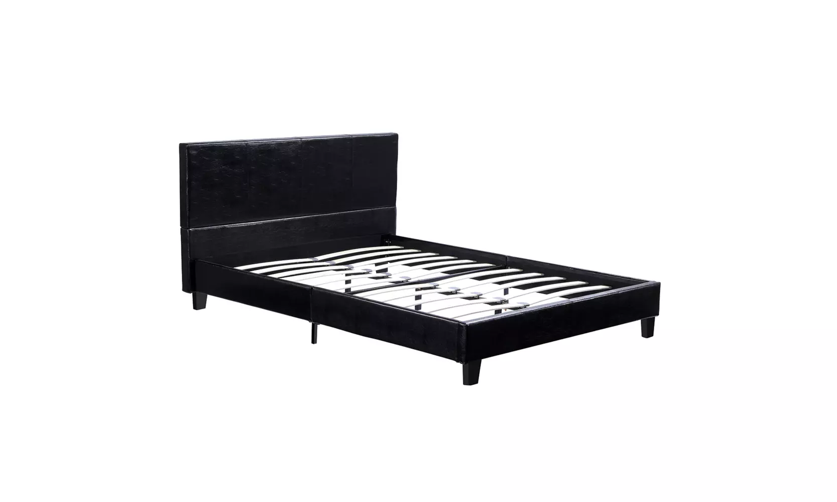 Full Size Simple PU Bed Frame with Wood Slats - Primary Image