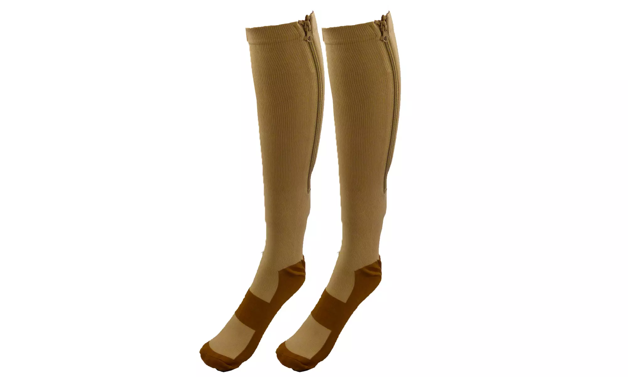 Copper Infused Zipper Compression Socks Closed Toe Circulation Pressure Support - Primary Image