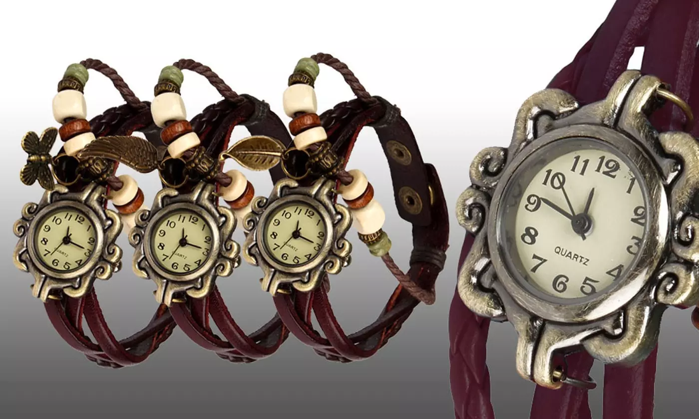 Women's Vintage Bohemian Vegan Leather Watch  (Charm And Color Choices)