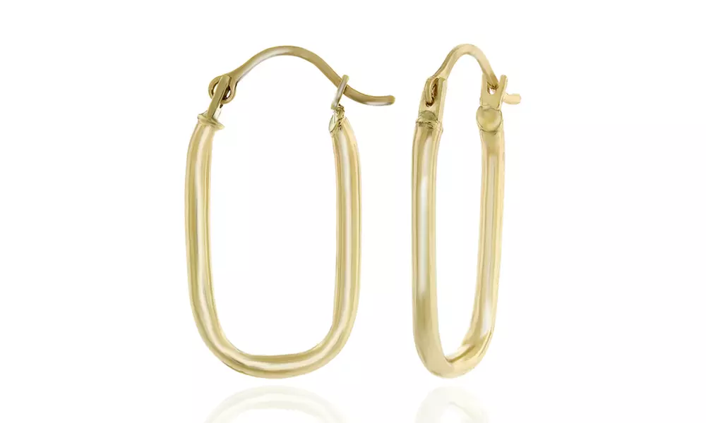 14kt Solid Gold Rounded Rectangular Hoop - Second Medium