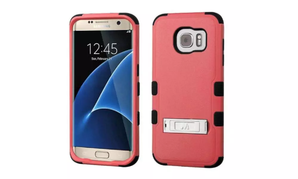 Insten Hard Hybrid Case W/stand For Samsung Galaxy S7 Edge Red/black - Primary Image