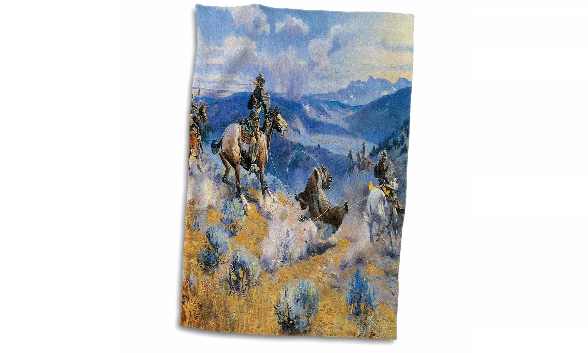  Towel - Loops and Swift Horses are Surer than Lead by Charles Marion Russell - - Primary Image