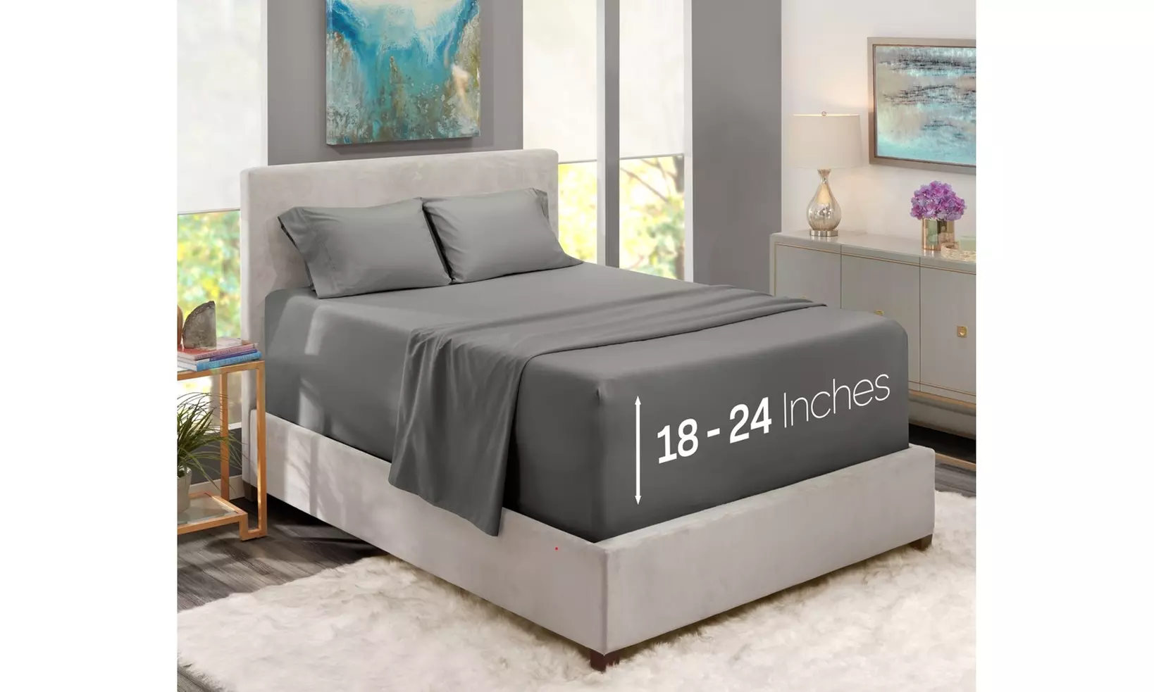 Hearth & Harbor Extra Deep Pocket Sheet Set - Microfiber Bed Sheets - 24" Depth - Primary Image