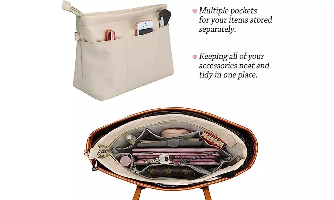 13 Pockets Travel Pouch Purse Organizer Insert Tote Handbag Pocketbook Inserts