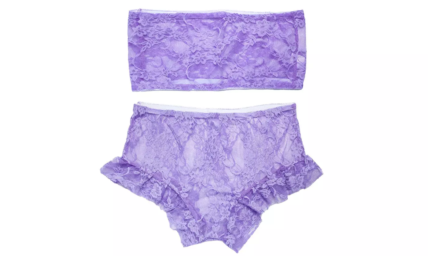 Women's Mesh Sheer Lace Sexy Bra and Panty 2 Piece Exotic Lingerie Sets