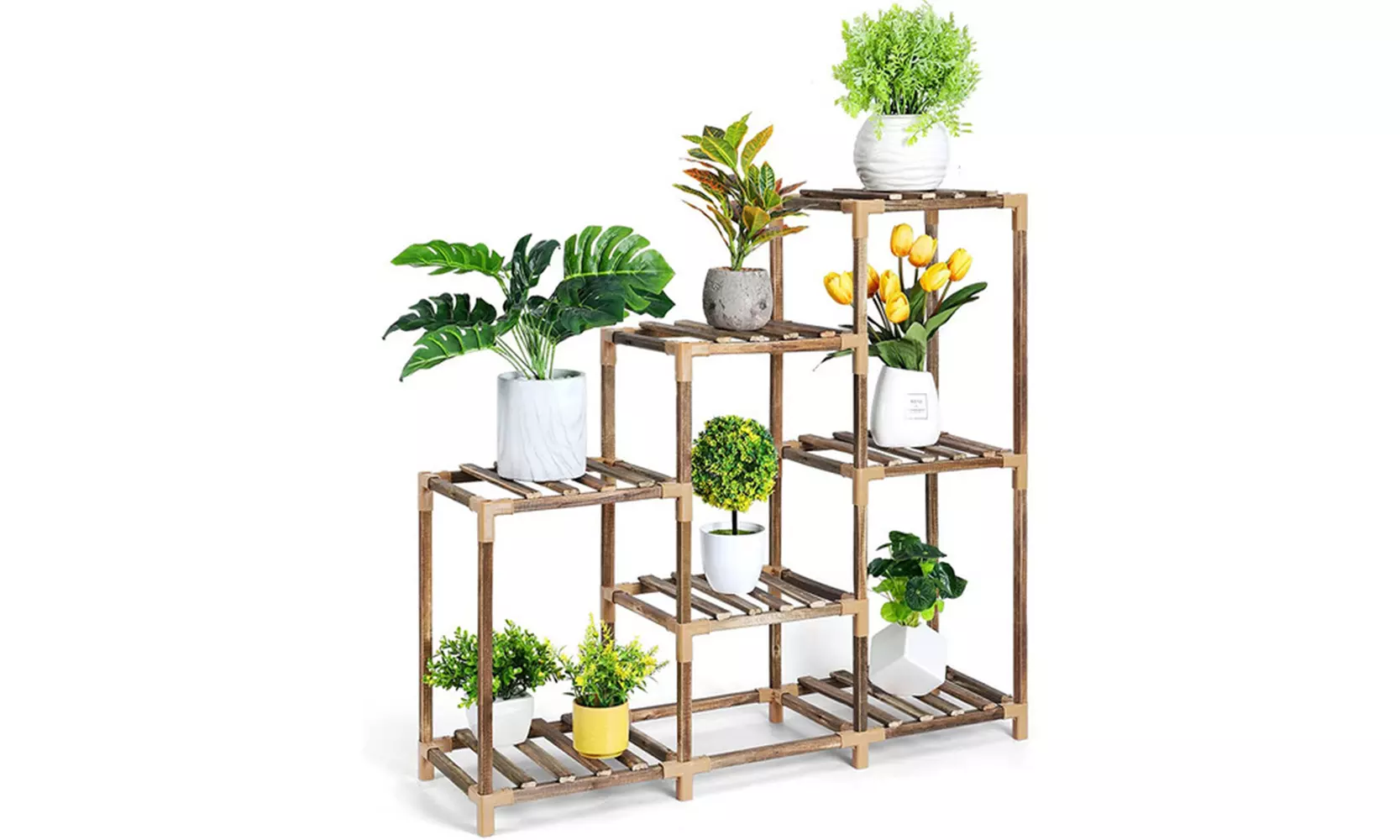 Wood Plant Stands Display Stand Ladder Style Ventilated Shelve Garden - Primary Image