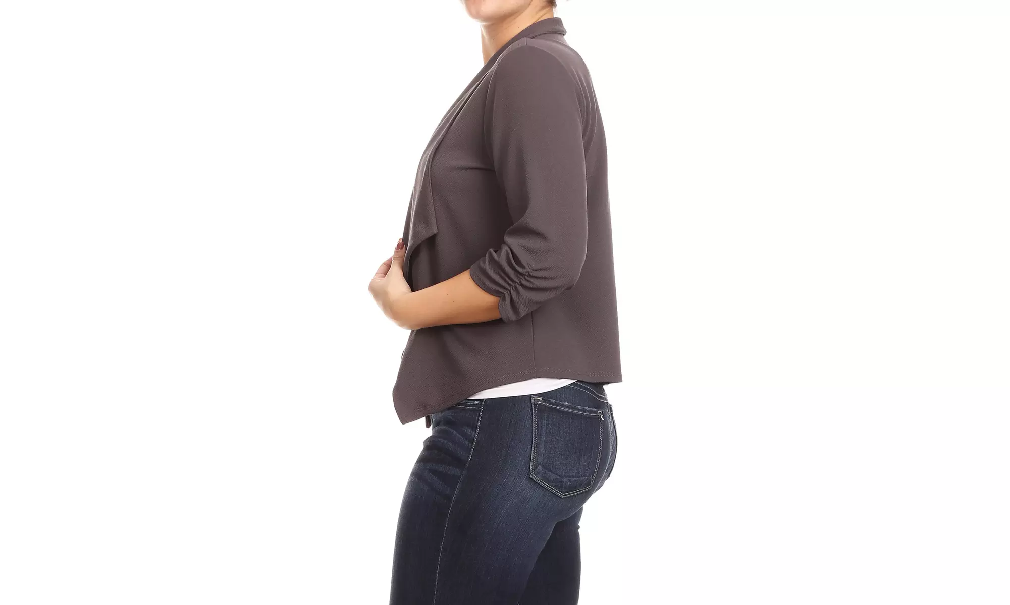 Women's Casual Plus Size Solid Open Front Blazer Jacket 