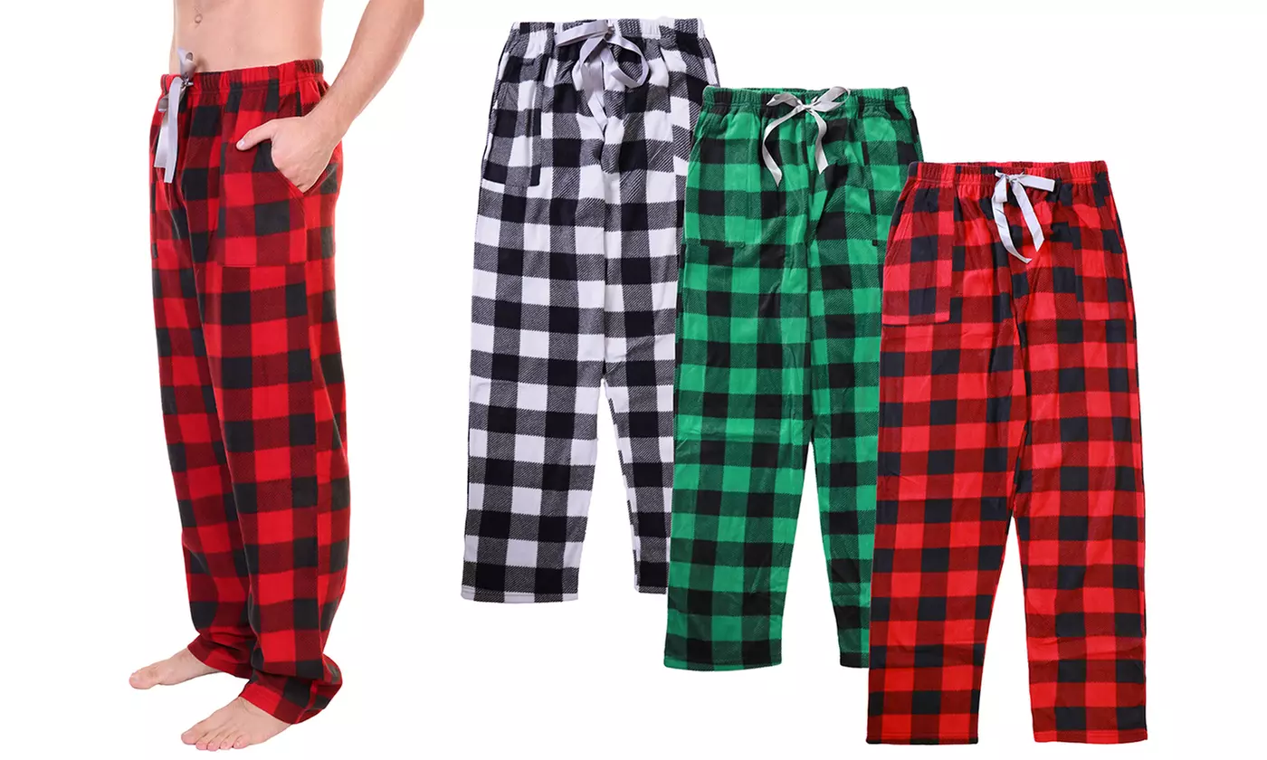 Men's COZY Fleece Pajama Pants with Pockets (1 OR 3-Pack Options)
