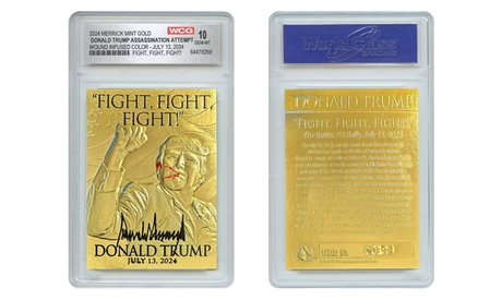 DONALD TRUMP Assassination Fight Wound Infused Color GOLD Card Gem 10 6x3 In