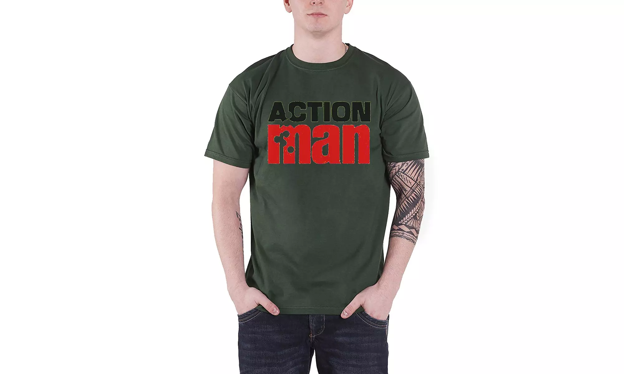 Hasbro Action Man T Shirt Mens Action Man Vintage Logo Official Green - Second Medium