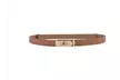 Women's Skinny Leather Adjustable Belt with Turn Lock Buckle - Second Medium